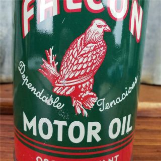 Vintage FALCON HOLLIS,  OK 1 QT.  Motor Oil Can METAL Gas station sign quart 2