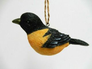 Oriole Yellow Black Bird Christmas Ornament Hand Painted Resin 2 " Tall