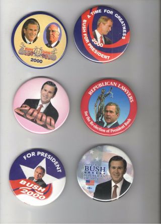 2000 And 2004 George W.  Bush Pin 6 Campaign Pinback Button