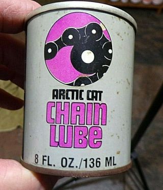 Vintage Arctic Cat Snowmobile Chain Lube 8 Oz " Full " Oil Can,  Part 0314 - 914