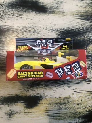 2003 Yellow 1 Pez Dispenser - Formula - One Indy Style Race Car Pull - N - Go Action