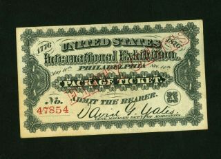 1776 - 1876 International Centennial Expo Worlds Fair Ticket 50 C Pa 946
