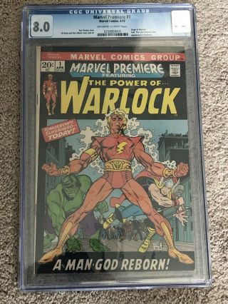 Marvel Premiere 1 Cgc 8.  0 1st Origin Of Warlock (him)