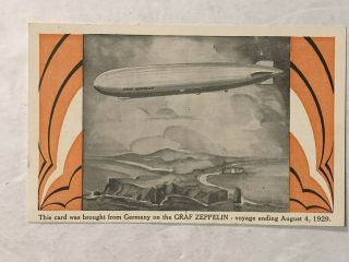 1929 Graf Zeppelin Tide Water Oil Co.  Products In Germany Veedol Postcard Look
