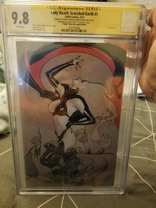Lady Death Scorched Earth 1 Holo Foil Edition Signed By Adam Hughes,  1 9.  8 Cgc