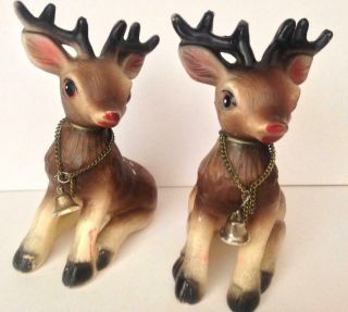 Vintage Soft Rubber Reindeer With Bells - Made In Japan