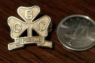Girl Guides Canada Be Prepared Gold Tone Clover Pin Lapel Pinbacks