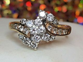 Vintage Estate 14k Gold Natural Diamond Engagement Ring Wedding Bypass