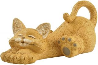 Whimsical Happy Cat Lounging Figurine Smiling Cat Statue Kitten Cat Lover Gift