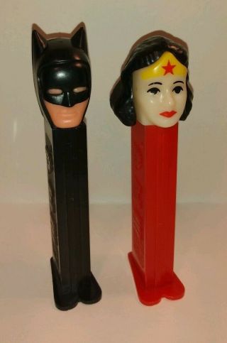 2 Vintage 80s Pez Dispensers Superheroes Batman And Wonder Woman Dc Comics