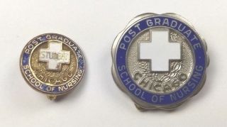 Chicago Hospital School Of Nursing Enamel Pins Post Graduate And Student Set