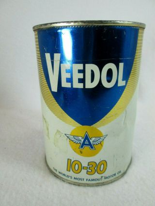 Vintage Veedol 10 - 30 Motor Oil Empty Metal One Qt.  Can