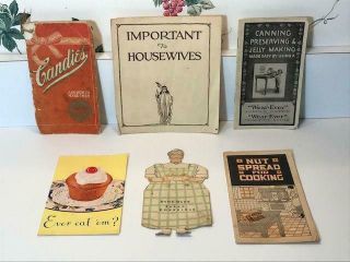 6 Small Vintage Cooking Advertising Booklets Wear - Ever,  Nut Spread,  Clark Jewel