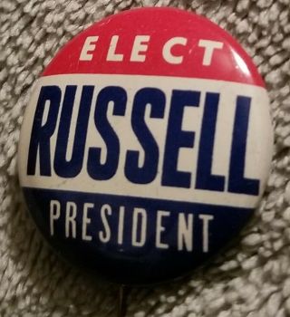 Vintage Russell Political Campaign Pinback Button 1 " President Green Duck