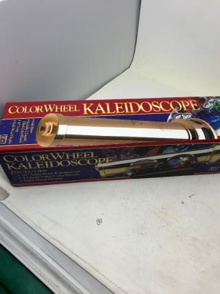 Vintage Koch Kaleidoscope 10 " Brass 2 Liquid Color Wheels Wood Display Nib