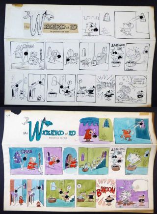 Rare Wizard Of Id Sun.  Comic Strip By Brant Parker 1965,  Color Guide