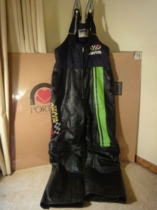 Vintage Arctic Cat,  Leather Snowmobile Racing Bibs Overalls,  Mens Size 2xl,  Xxl.