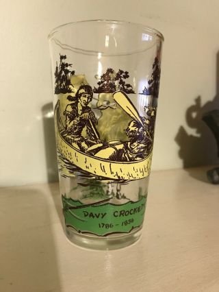 Vintage Davy Crockett Indian Fighter Drinking Tumbler Glass Western Hero Alamo