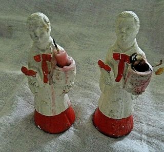 Old Vintage - Christmas - Set 2 - Choir - Boy - Candle - Holders - Alma 1946 Red & White