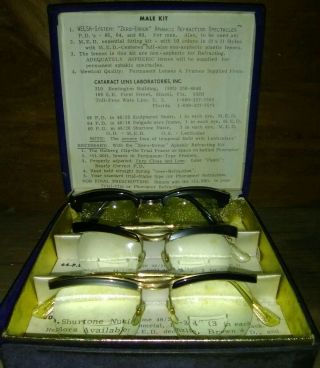 Very Rare Vintage/antique 14k Cataract Lens Lab (2) Amor (1) Shuron Eyeglasses