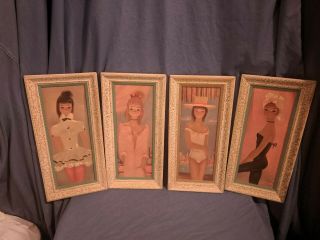 Igor Pantuhoff Mid Century Modern Portrait Set Of 4 Girls Big Eyed