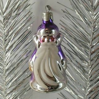 Vintage Ukraine Blown Glass Hand Painted Ornament: Purple Santa Claus St Nick