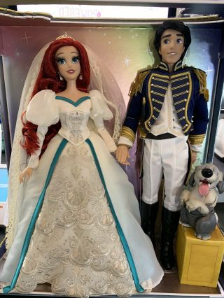 Disney Store The Little Mermaid Ariel Eric Wedding Set Doll 17 Le 710 Platinum