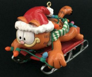 Garfield Here Comes Santa Paws Enesco Ornament 2 1991 1992 1993