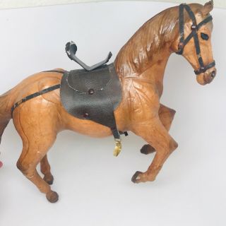 Vintage Collectible Leather Wrapped Horse Figurine Statue Handmade Toy