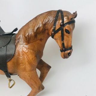 Vintage Collectible Leather Wrapped Horse Figurine Statue Handmade Toy 2