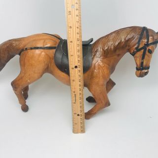 Vintage Collectible Leather Wrapped Horse Figurine Statue Handmade Toy 3