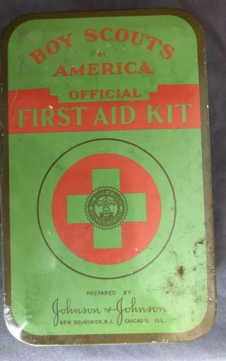Vintage Johnson & Johnson Boy Scout First Aid Kit With Contents 1940 