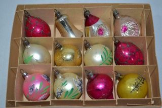 12 Vintage Mercury Glass 2 " Asst Christmas Ornament Balls 14