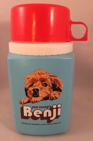 Vintage Benji Dog Thermos Lunch Box Plastic Lid 1974