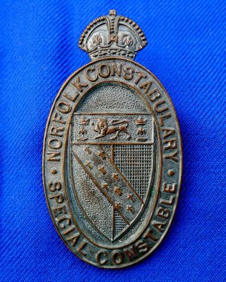 Obsolete British Policemans Hat Badge; Norfolk Constabulary Special Constable.