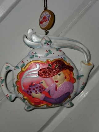 Collectible Red Hat Society Danbury Glitter Teapot Christmas Ornament