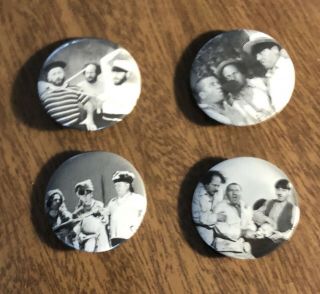 1984 1985 Button Up Co.  Pins - Curly Larry Moe - The 3 Stooges