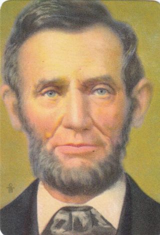 1 Playing Swap Card Us Lithograph B/back Abraham Lincoln 16th President Of Us