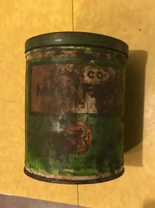 Vintage Texaco Motor Cup Grease 2 Pound Can Marfak No 3 Two Lb Early Oil Gas