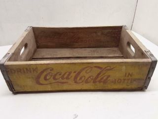 Vintage Yellow Red Coca - Cola Coke Wood Crate Box