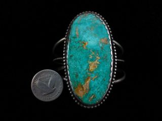 Large Vintage Navajo Bracelet - Sterling Silver And Turquoise
