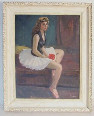 Listed Moses Soyer 1899 - 1974 York “ Ballerina” Oil Painting On Canvas