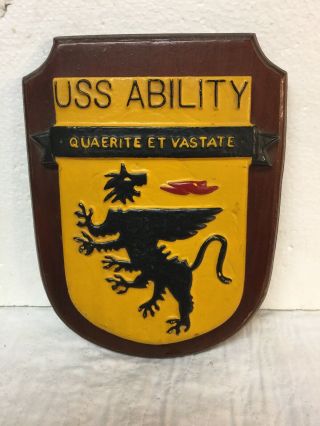 Cast Painted Bronze Plaque Mso - 519 Uss Ability Us Navy Naval Minesweeper Ship