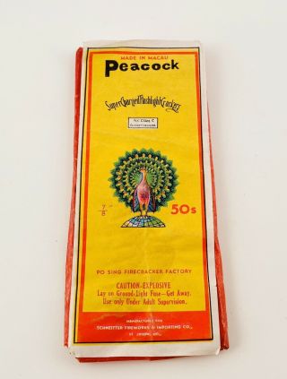 Vintage Peacock Firecracker Pack Labels Logos Dot 50s Complete With Wrapping
