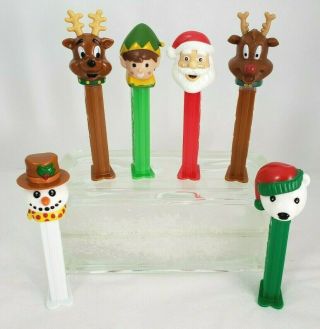 Set Of 6 Pez Christmas - Candy Dispensers - Santa,  Elf,  Bear,  Snowman,  Reindeer