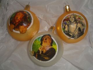 3 Gorgeous Wizard Of Oz Christmas Ornaments - Tin Man,  Scarecrow,  & Lion