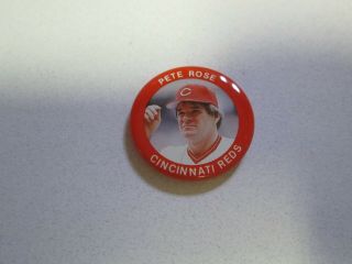 Pete Rose Cincinnati Reds (1984) Vintage Baseball Pinback Button Pin Fun Foods