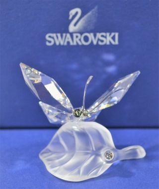 Swarovski Crystal Butterfly On A Leaf Figurine And Certificate