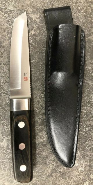 Vintage Al Mar Japan Tanken Tanto Dagger Knife Leather Sheath 4003