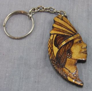 Paraguay Wooden Keychain Wood 2 " Key Chain Woman Chief Princess Chieftain Girl